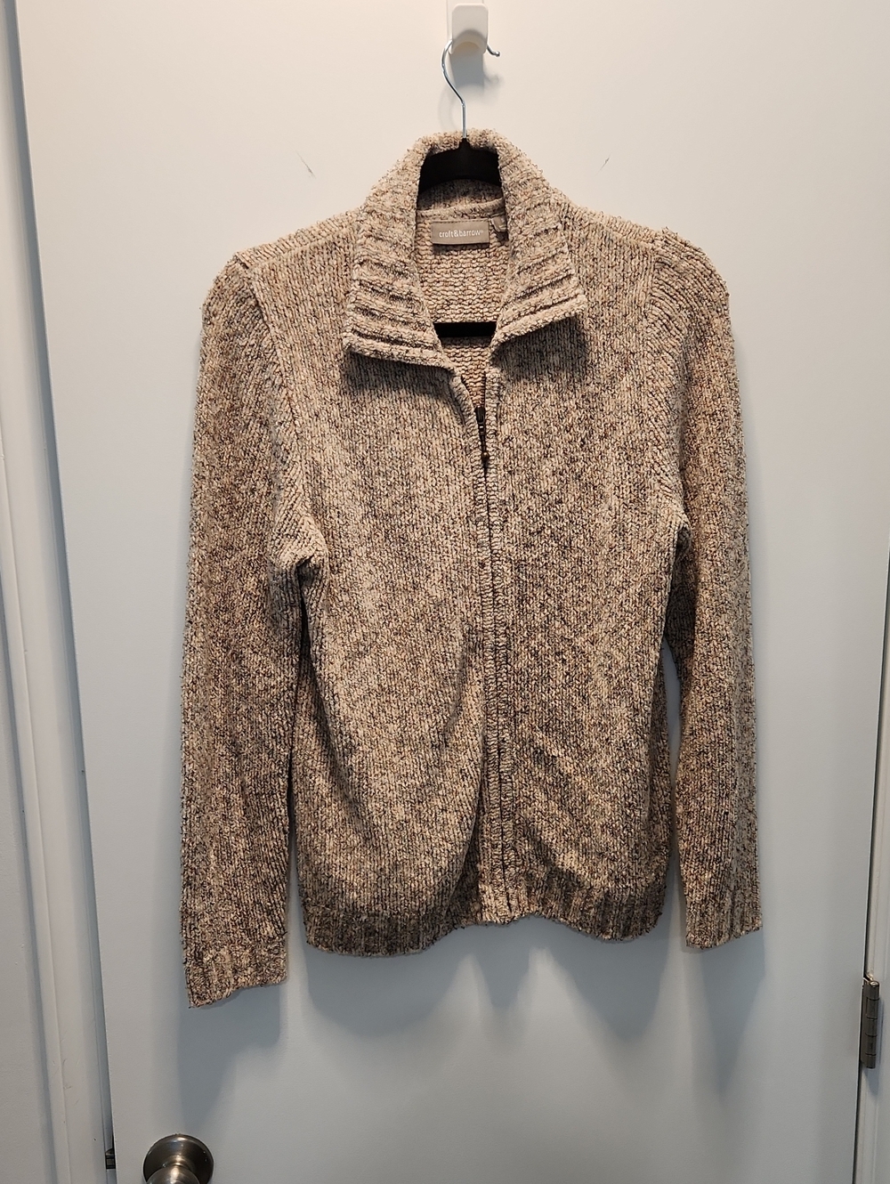 croft & barrow Cream and Brown Speckled Bouclé Jacket